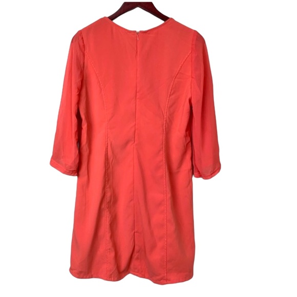 LF Miilla Orange Crepe Dress with Sheer Bell Sleeves - Picture 4 of 7
